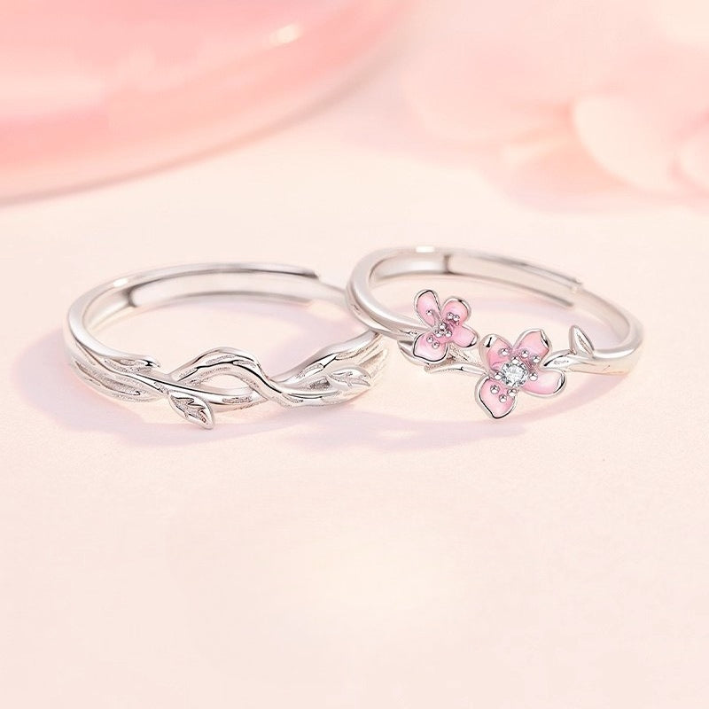 Planderful Sterling Silver Evening Primrose Couple Ring Epoxy Open Ring For Couples