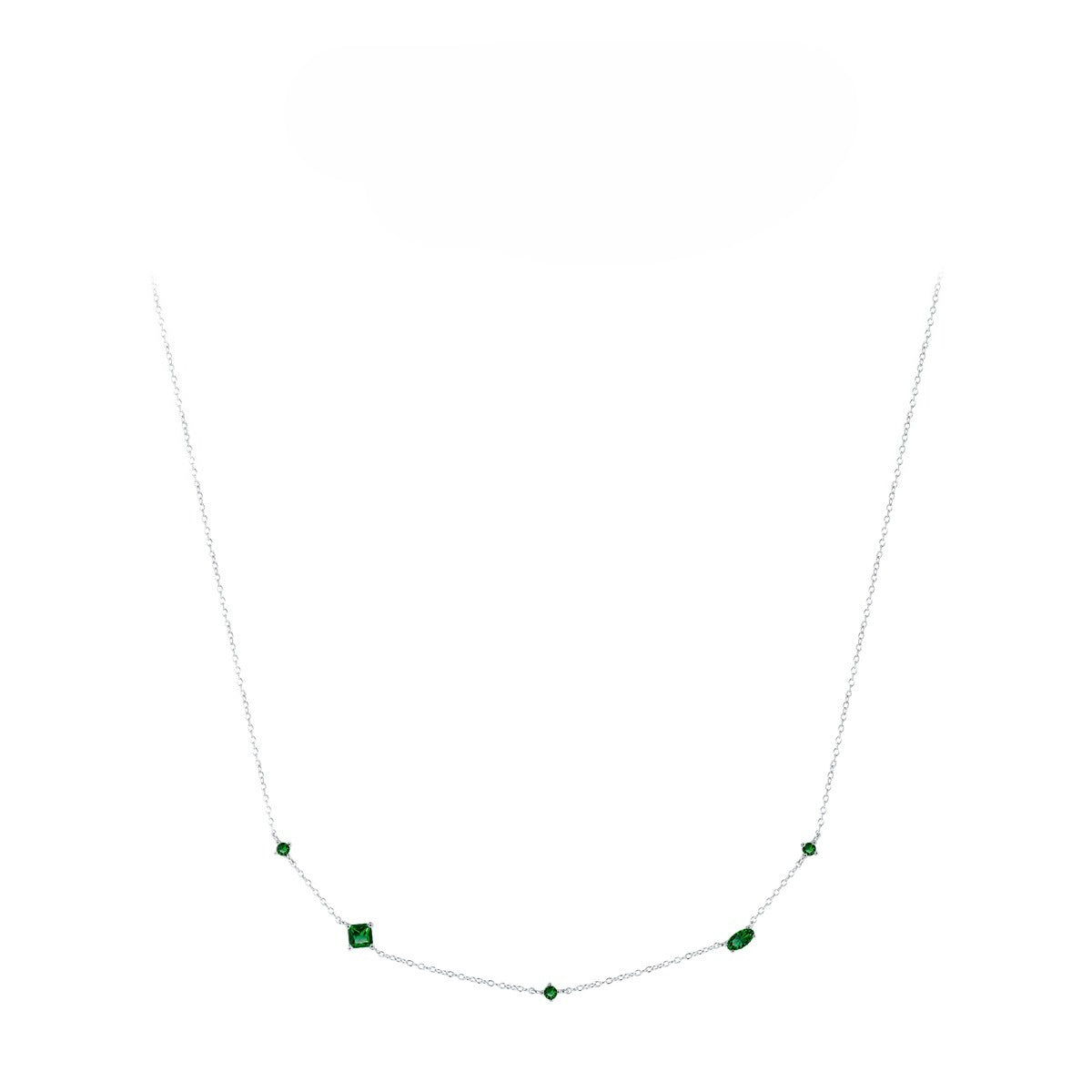925 Sterling Silver Geometric Zircon Necklace