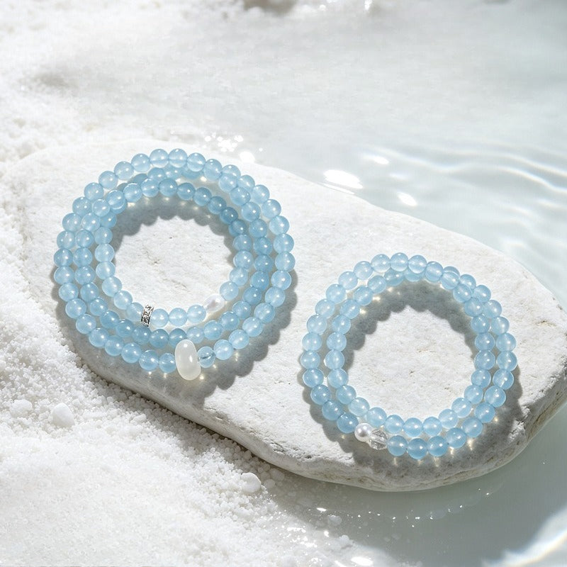 Blue Chalcedony & White Agate Bracelet