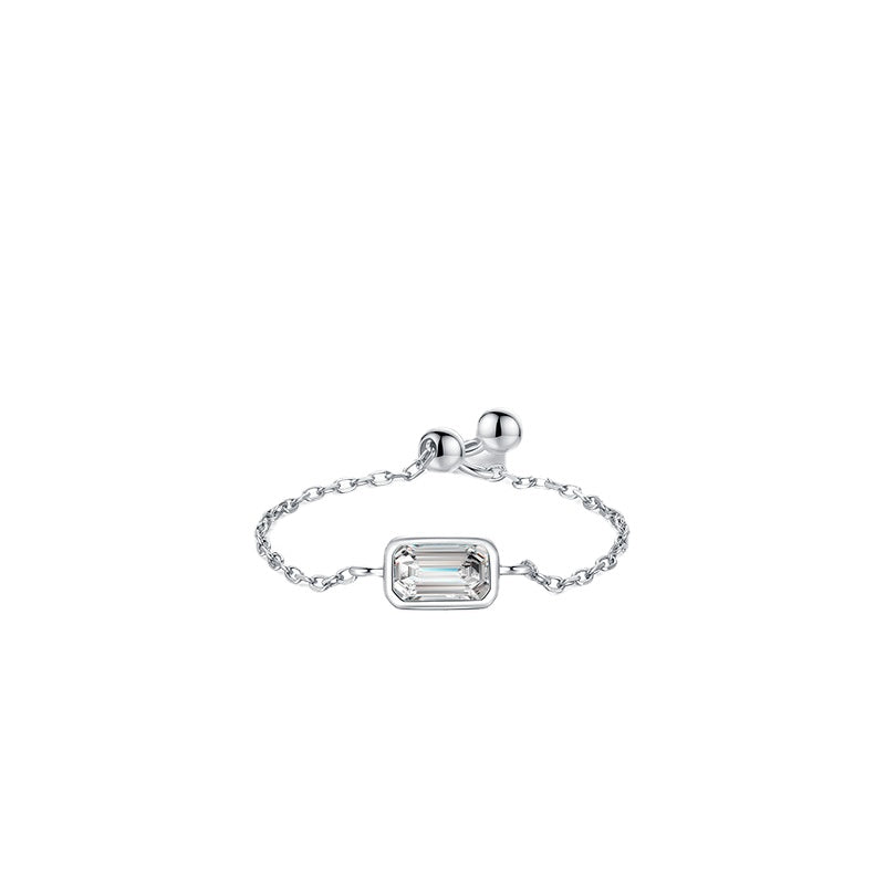 Adjustable Sterling Silver Ring with Zircon Inlay from Planderful Collection