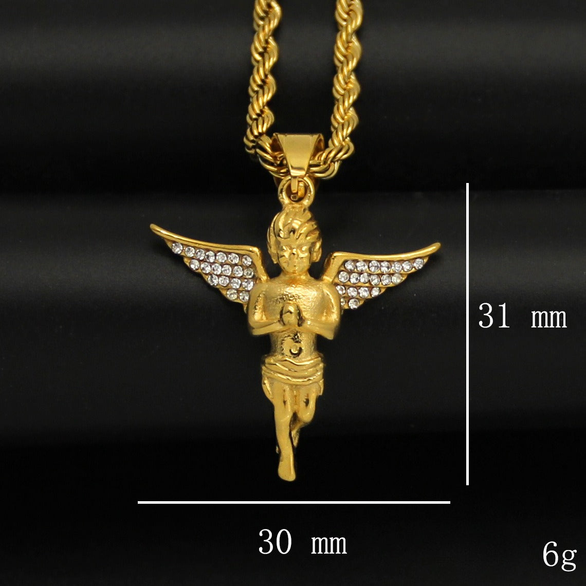 Zircon Necklace – Statement Prayer Angel Pendant