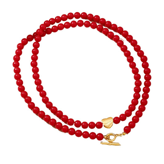 Planderful Vienna Verve Necklace – Retro Red Glass Beaded Design
