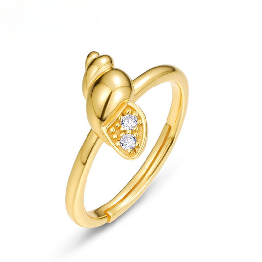 Conch Zircon Opening Sterling Silver Ring