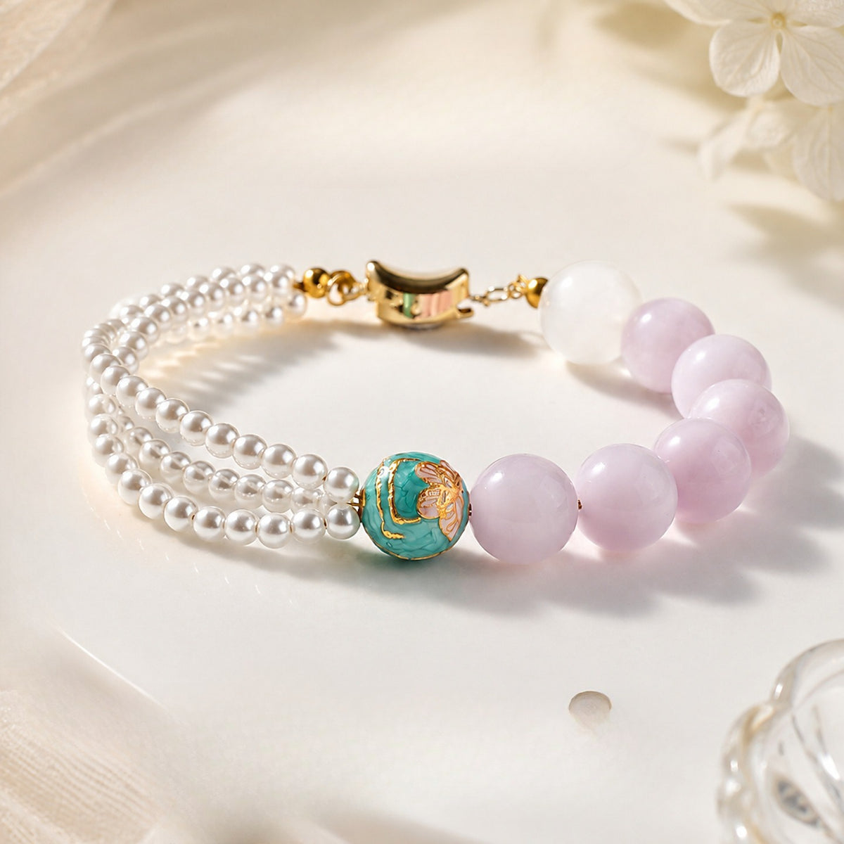 Purple Kunzite Pearl Bracelet