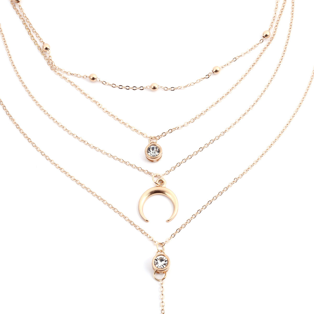 Moon Pendant Necklace Gleaming Rhinestone Sweater Chain By Planderful Vienna Verve For Women