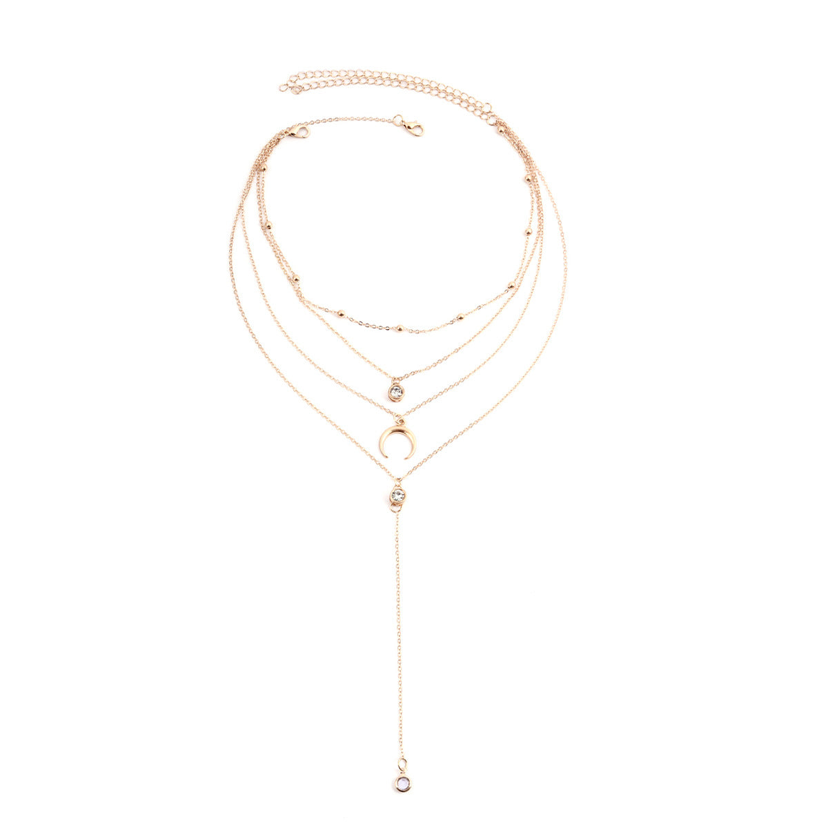 Moon Pendant Necklace Gleaming Rhinestone Sweater Chain By Planderful Vienna Verve For Women