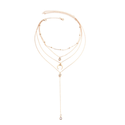 Moon Pendant Necklace Gleaming Rhinestone Sweater Chain By Planderful Vienna Verve For Women