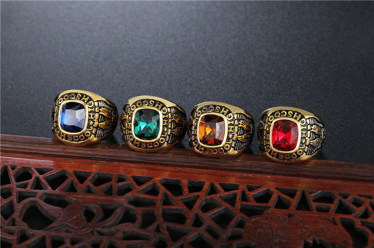 Gold Double Eagle Ring With Zircon Unisex Bold Protection Statement Planderful Everyday Genie