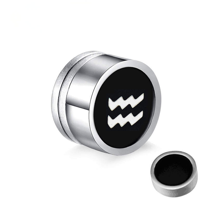 Titanium Steel Twelve Constellation Earrings for Men