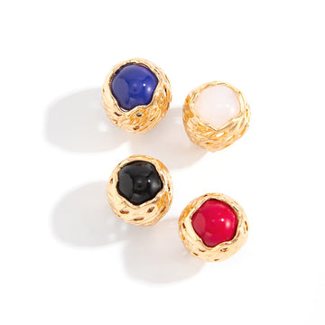 Planderful Bird Nest Gem Ring Bold Retro Geometric Resin Inlay For Statement Jewelry Lovers