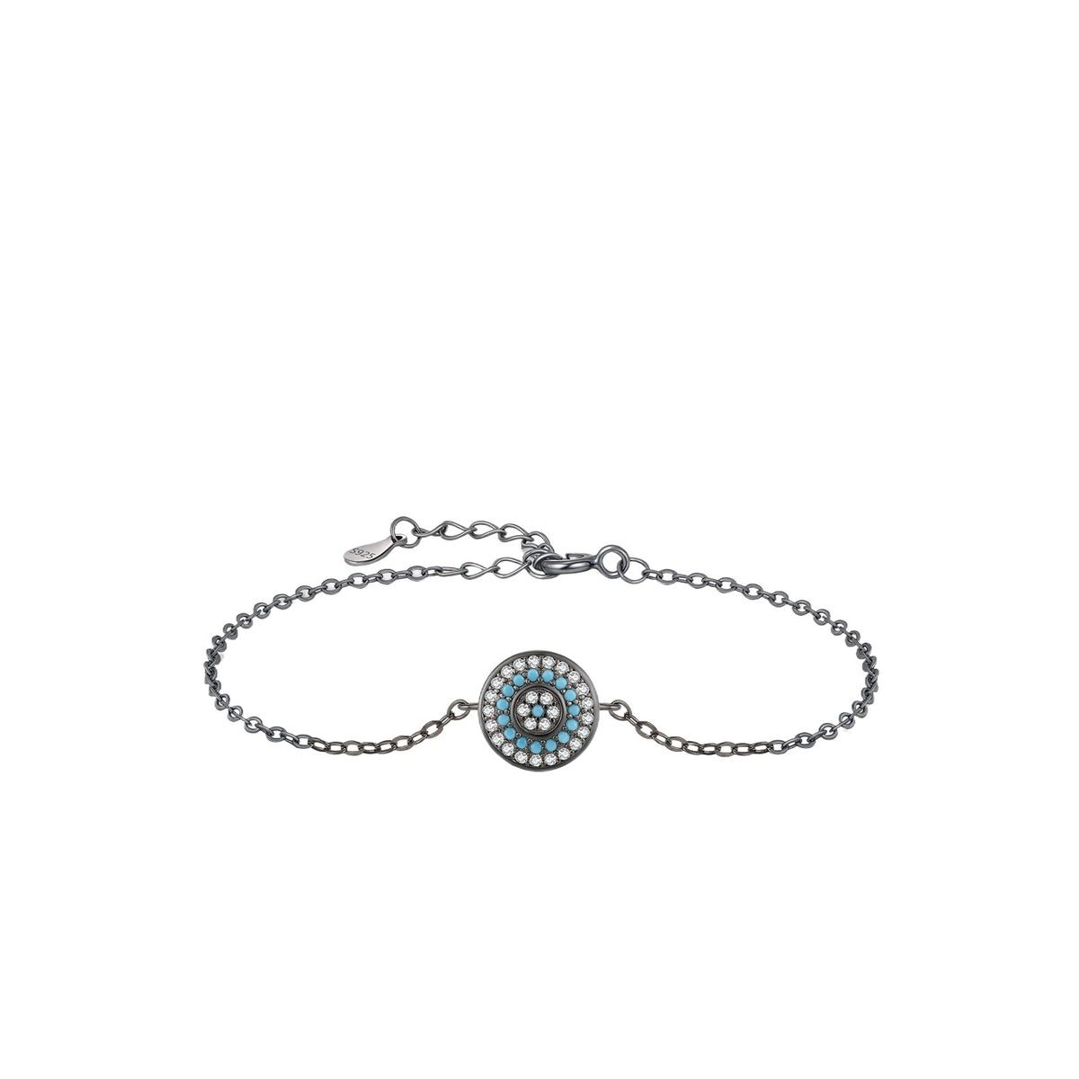 925 Sterling Silver Black Turquoise Two-Tone Bracelet