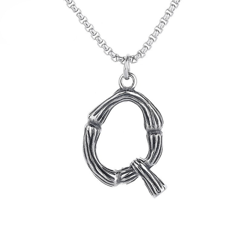 Stainless Steel Necklace – Minimalist 26 Letter Pendant