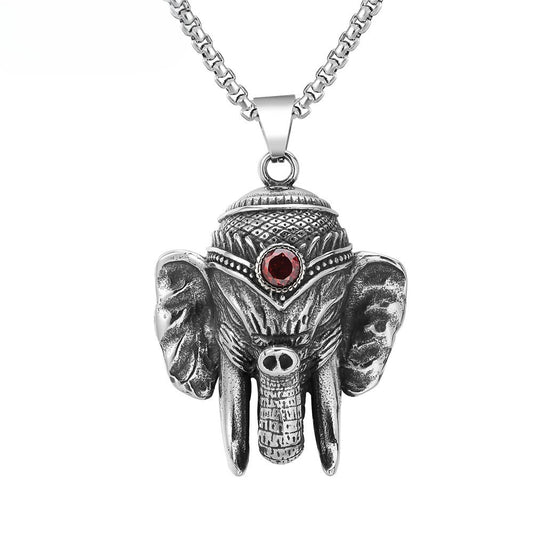 Planderful Thai Elephant Buddha Pendant Necklace Titanium Steel Unisex Protection Charm