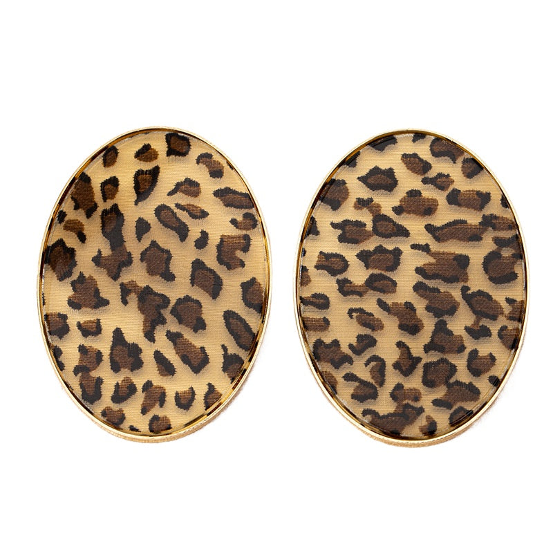 Planderful Vienna Verve Earrings – Trendy Metal Geometric Leopard Print Design