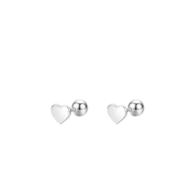925 Sterling Silver Heart Star Stud Earrings