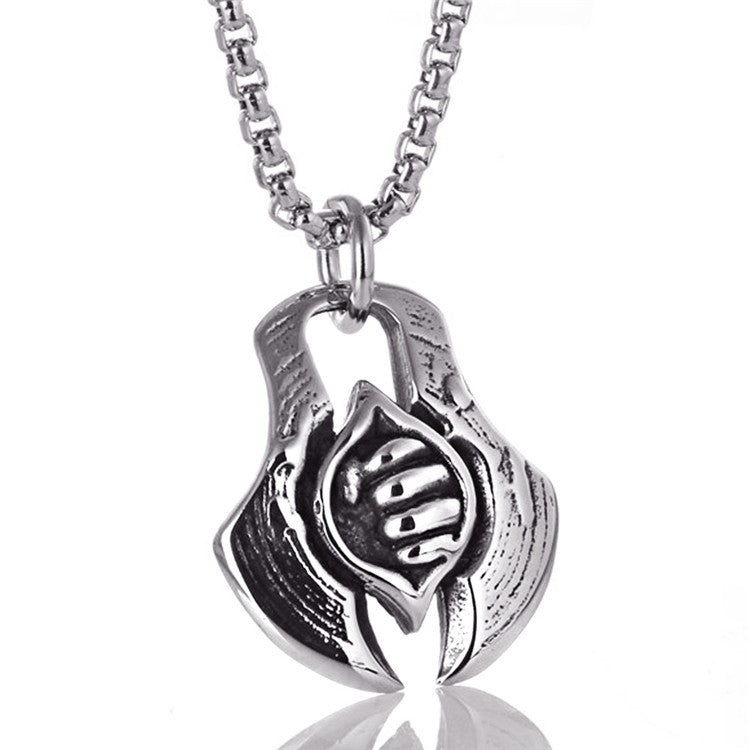 Men's Retro Titanium Steel Fist Pendant Necklace - Trendy Punk Style in Stainless Steel