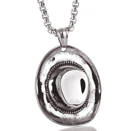 European And American Stainless Steel Hat Pendant Punk Necklace