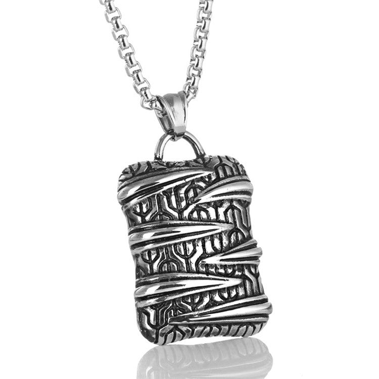 Punk-Inspired Engraved Titanium Steel Pendant Necklace for Men