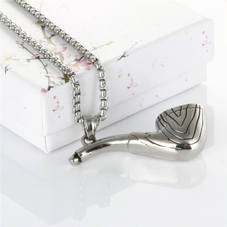 Titanium Steel Pipe Pendant Necklace for Men - Trendy Retro Design in Stainless Steel