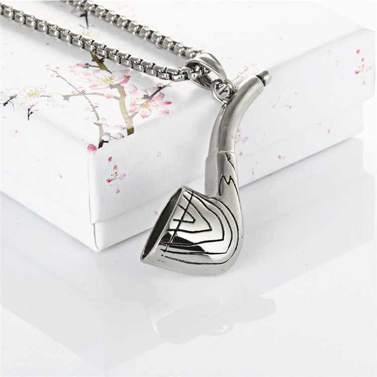 Titanium Steel Pipe Pendant Necklace for Men - Trendy Retro Design in Stainless Steel