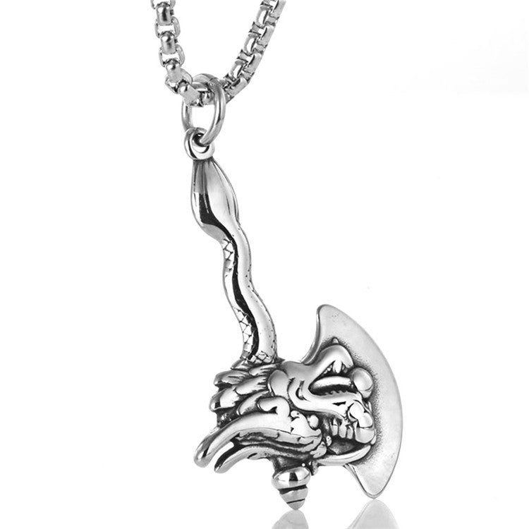 Punk-Inspired Titanium Steel Axe Pendant Necklace for Men