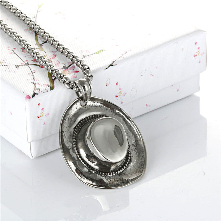 European And American Stainless Steel Hat Pendant Punk Necklace