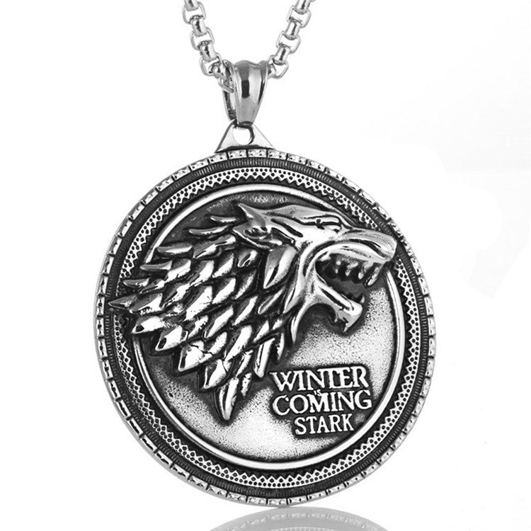 Punk Titanium Steel Wolf Pendant Necklace for Men - Retro European and American Style