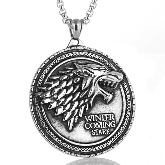 Punk Titanium Steel Wolf Pendant Necklace for Men - Retro European and American Style