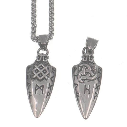 Cross-border Nordic Viking triangular rune spear stainless steel pendant men&#039;s hip-hop punk Celtic necklace accessories for men