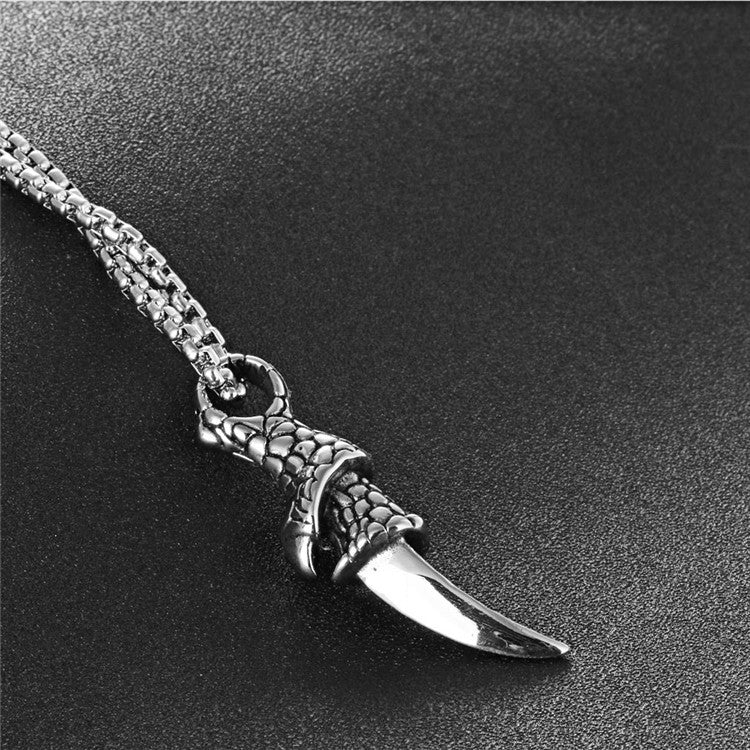 Titanium Steel Eagle Claw Pendant Necklace for Men - Retro Punk Style by Planderful
