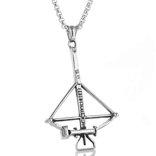 Titanium Steel Archer Necklace Pendant - The Walking Dead Inspired Stainless Steel Bow and Arrow for Men