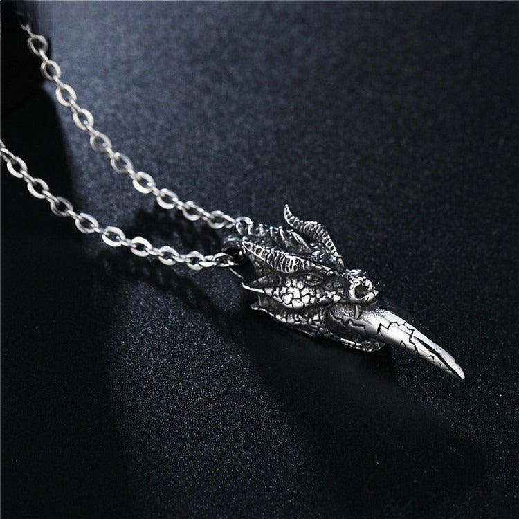 Planderful Dragon Head Knife Pendant Necklace For Men Unisex Durable Titanium Steel Jewelry