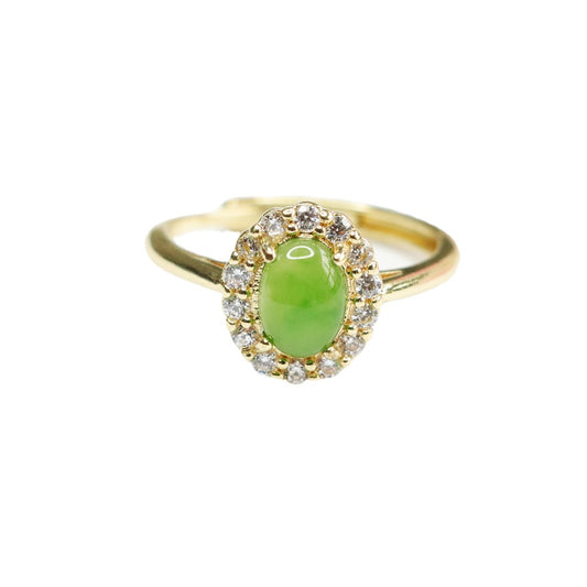 Natural Jade Jasper Ring with Zircon Accents