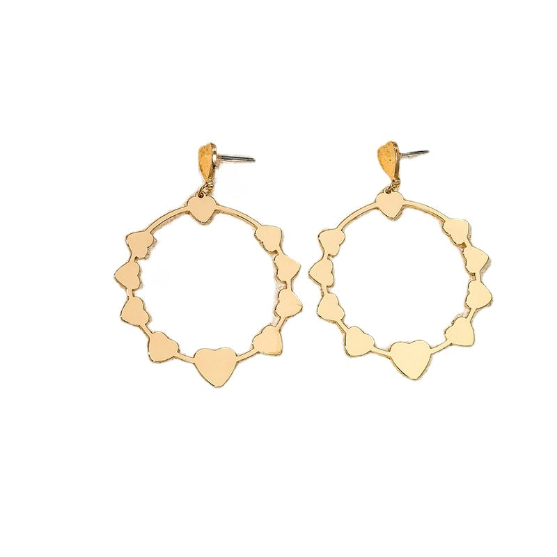 Vintage Inspired Metal Love Pendant Earrings in Internet Red Style