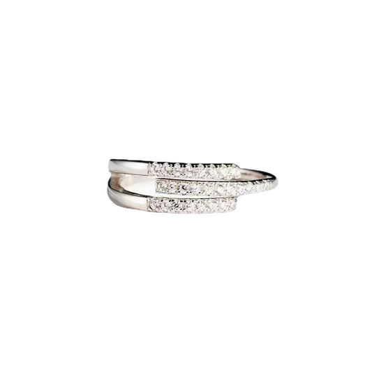 Three Layer Zircon Opening Sterling Silver Ring