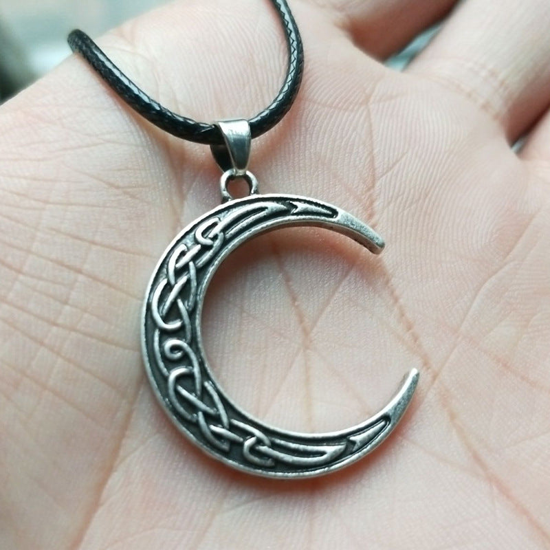 Moonlit Celtic Crescent Necklace from Norse Legacy by Planderful - Wholesale Vintage Men's Jewelry