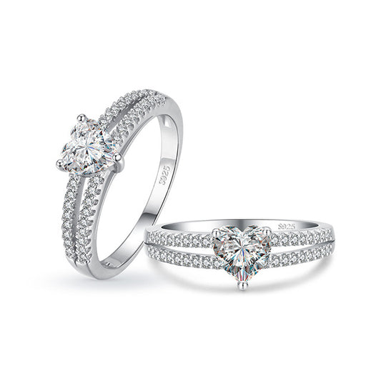 Elegant Heart-shaped Zirconia Sterling Silver Ring for Women
