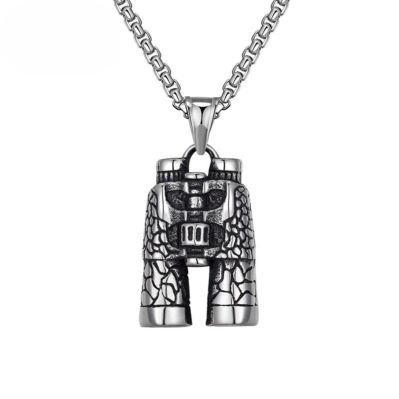 Steel Necklace - Vintage European Street Style Telescope Pendant for Men and Women
