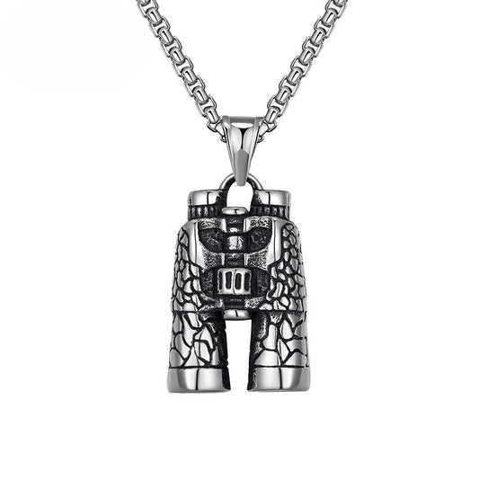 Steel Necklace - Vintage European Street Style Telescope Pendant for Men and Women