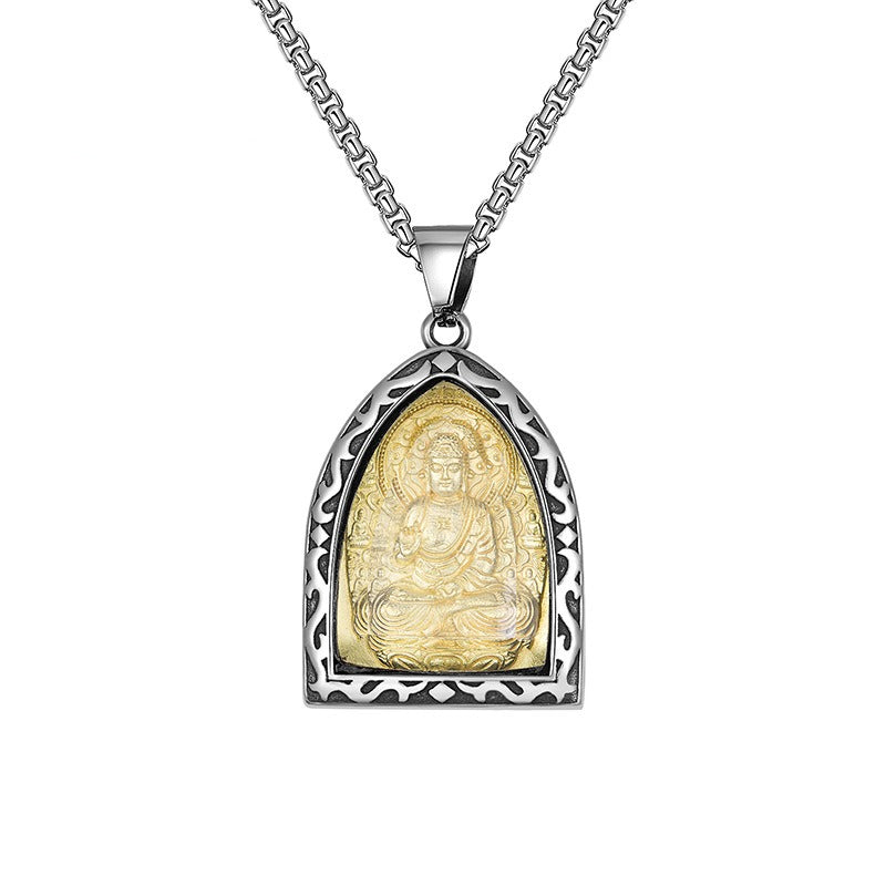 Steel Necklace – Elegant Guardian Amulet Pendant