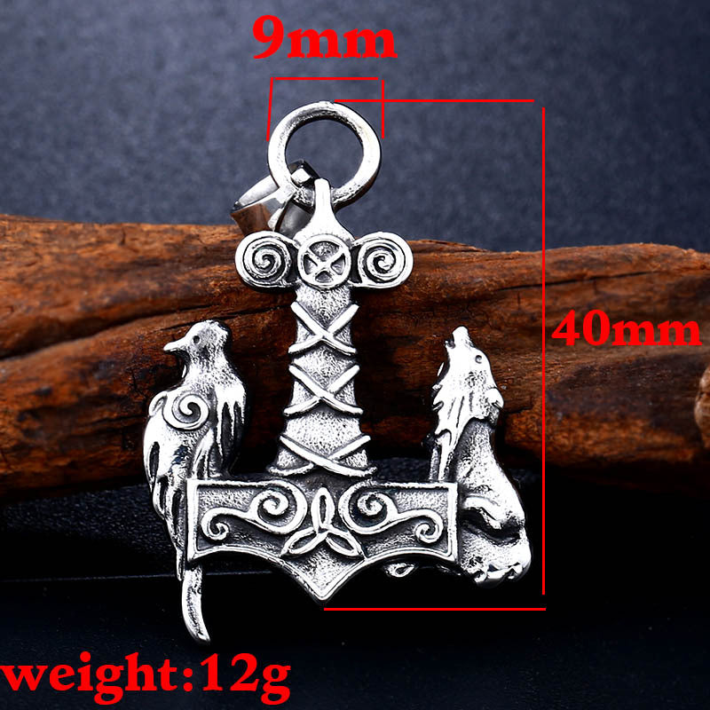 Titanium Steel Thor Wolf Pendant for Men - Scandinavian Viking Trade Jewelry