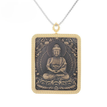 Steel Necklace – Statement Tibetan Thangka Buddha Pendants