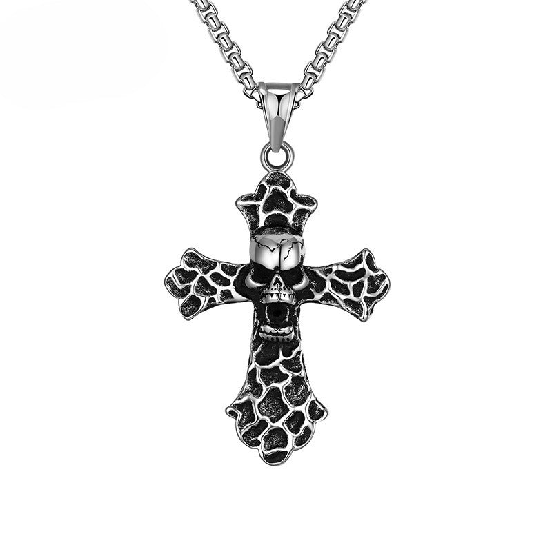 Steel Necklace – Statement Skull Cross Necklace From Planderful For Edgy Everyday Wear