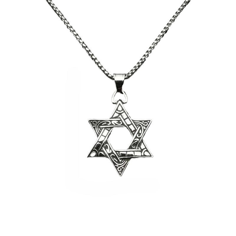 Steel Necklace – Elegant Double-Sided Hexagram Pendant For Men, Everyday Accessory By Planderful