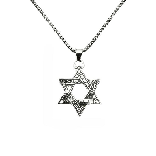 Steel Necklace – Elegant Double-Sided Hexagram Pendant For Men, Everyday Accessory By Planderful