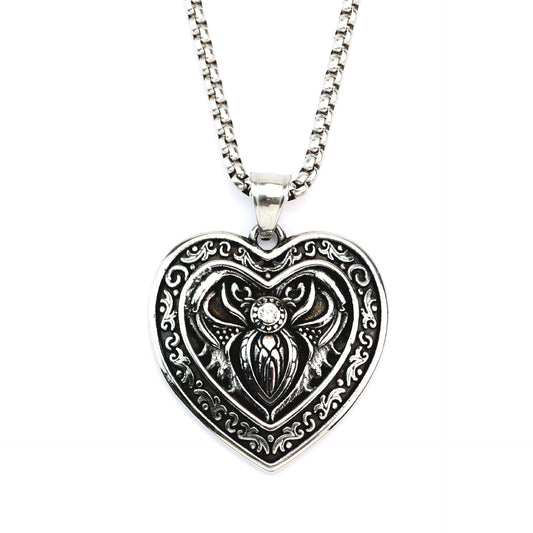 Planderful Retro Spider Cross Pendant Stainless Steel Necklace Unisex For Men And Women