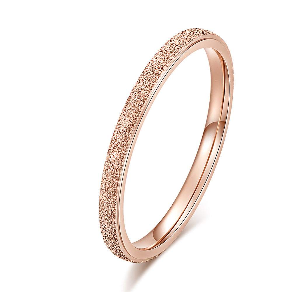 Japan and Korea Titanium Steel Rose Gold Matte Ring for Women and Men