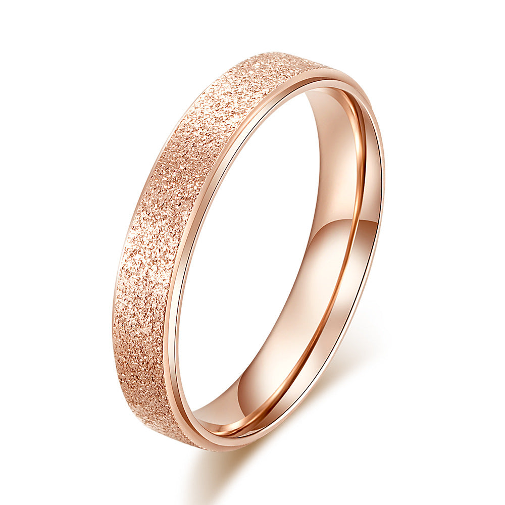 Japan and Korea Titanium Steel Rose Gold Matte Ring for Women and Men