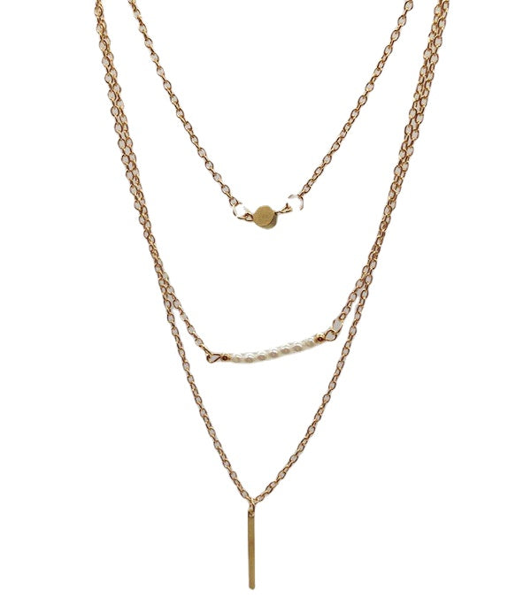 Pearl and Geometric Layered Necklace from Savanna Rhythms Collection