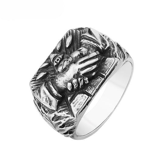 Planderful Masonic Triangle Eye Ring Unisex Steel Jewelry For Protection And Cooperation